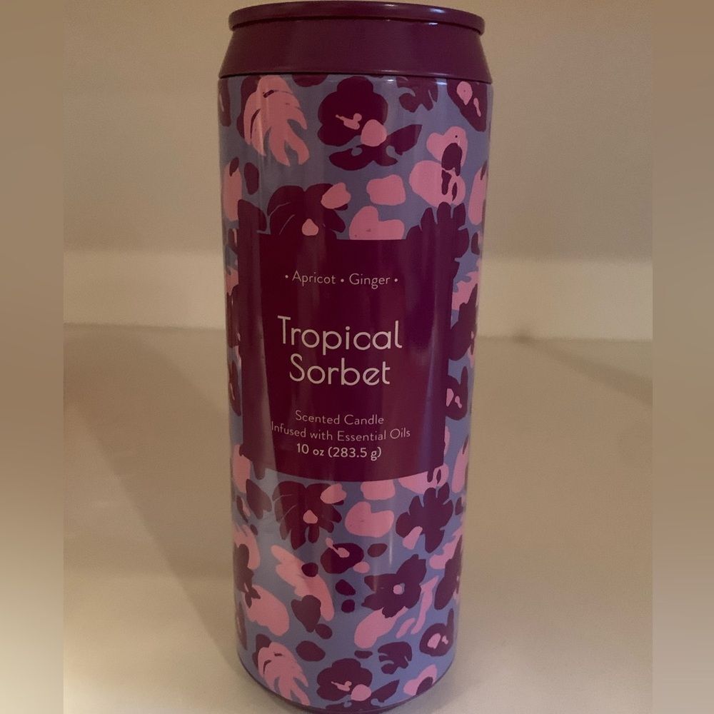 Tropical Sorbet Scented Candle Can Apricot Ginger infused with essential oils